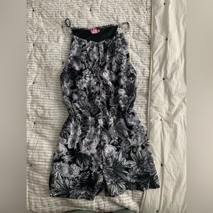 Black and white floral romper